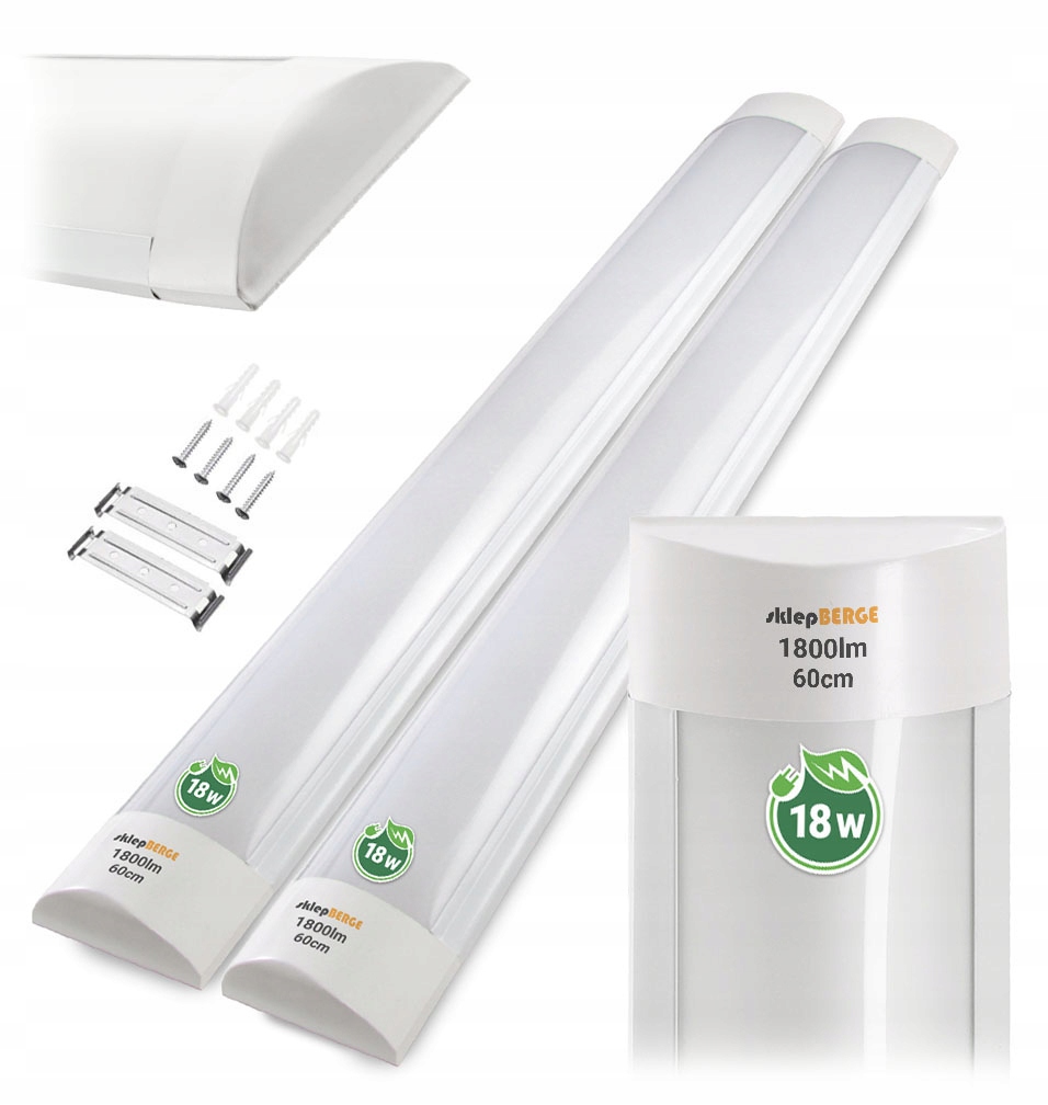 

2x Lampa Led 60cm Natynkowa Panel Oprawa 18W IP20