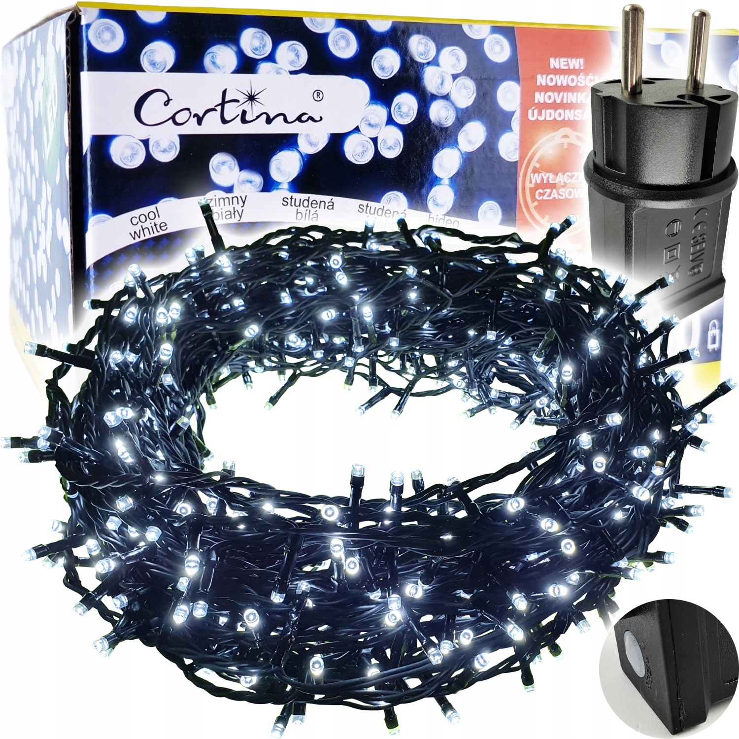 LAMPKI CHOINKOWE 600 LED atest TIMER Białe IP44