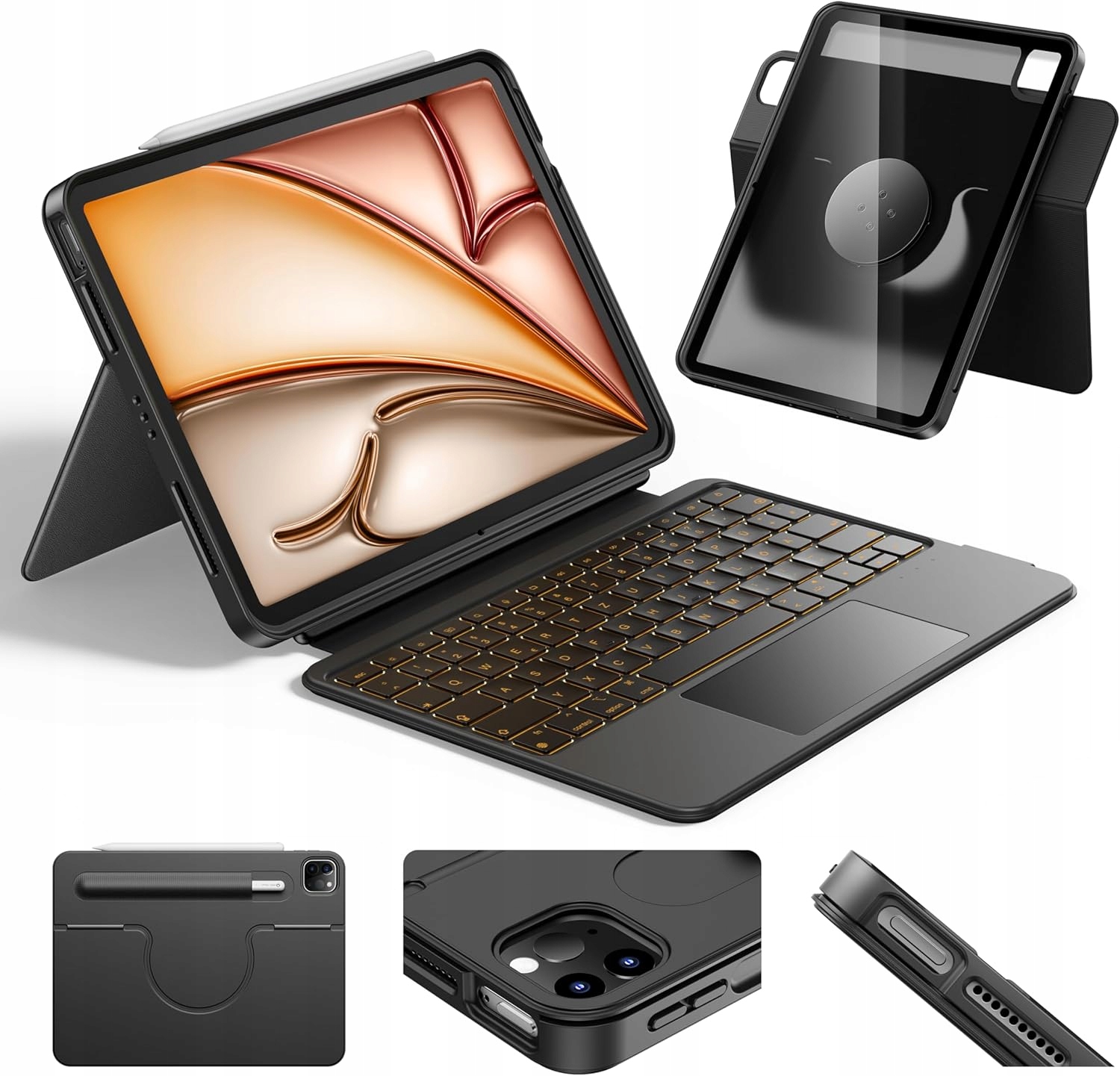 Pouzdro s 360° klávesnicí pro iPad Air 11 M3 M2 a Pro 11 Hou Qwertz