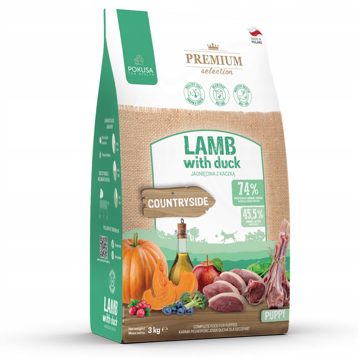 Levně Pokusa Jehněčí A Kachní Štěně 3KG Premium Krmivo Pro Štěňata