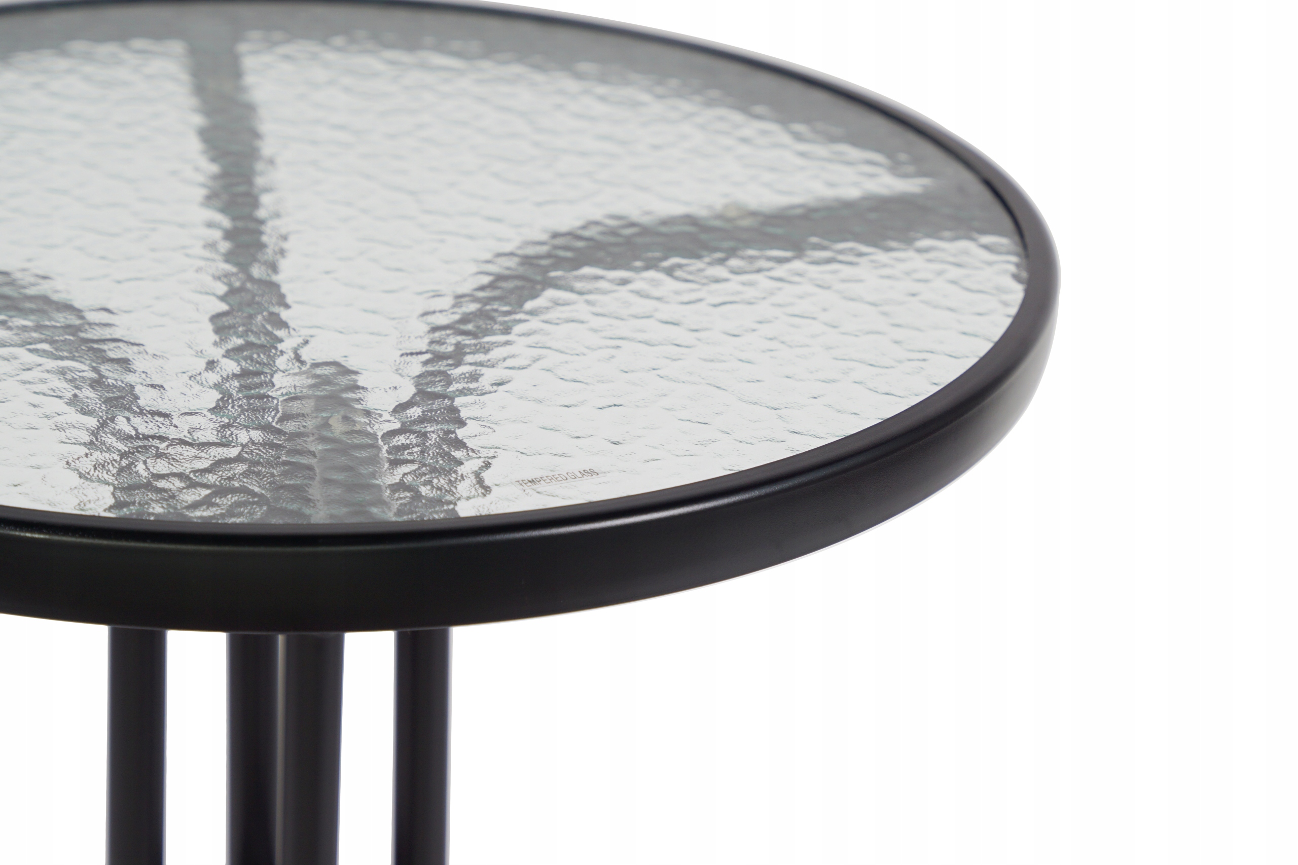 OKRĄGŁY STOLIK NA BALKON TARAS SZKLANY BLAT KAWOWY STÓŁ OGRODOWY BALKONOWY Wysokość mebla 73 cm