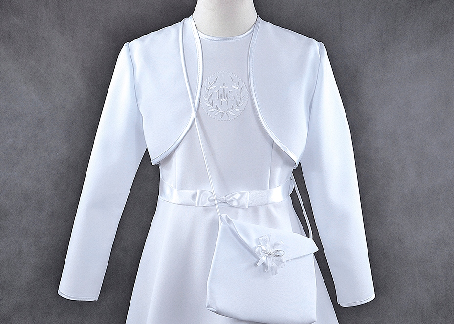 ALBA SUKIENKA KOMUNIJNA Z BOLERKIEM SZYTA NA MIARĘ Rozmiar 152