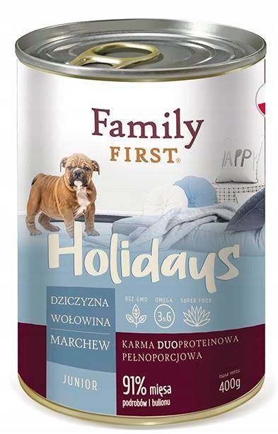 Family First Junior Karma mokra dla szczeniąt Dziczyzna z wołowiną i marche