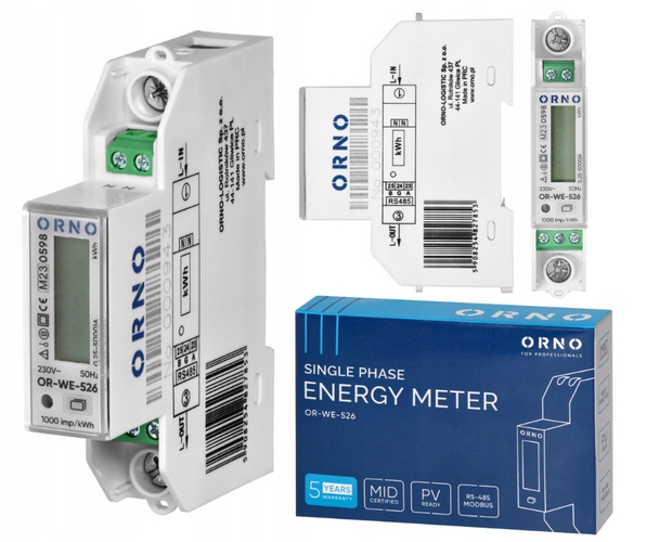 LICZNIK ENERGII JEDNOFAZOWY WIELOTARYFOWY PV RS485