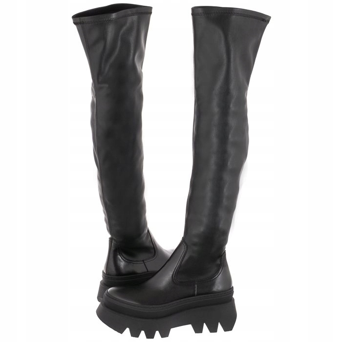 Dámské vysoké kožené kozačky CheBello černé 3062-407