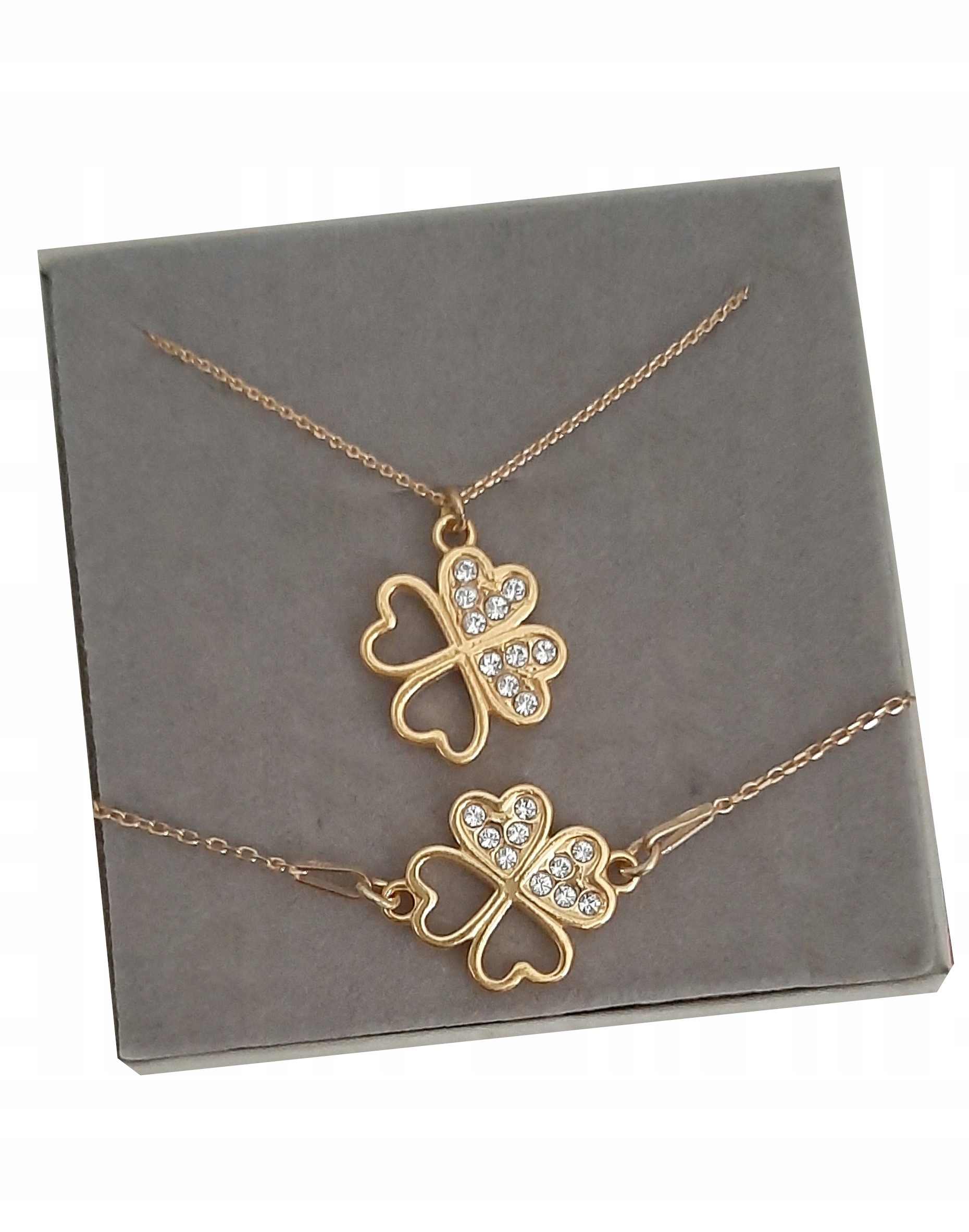 

Złoty Komplet Swarovski Koniczynka Srebro 925