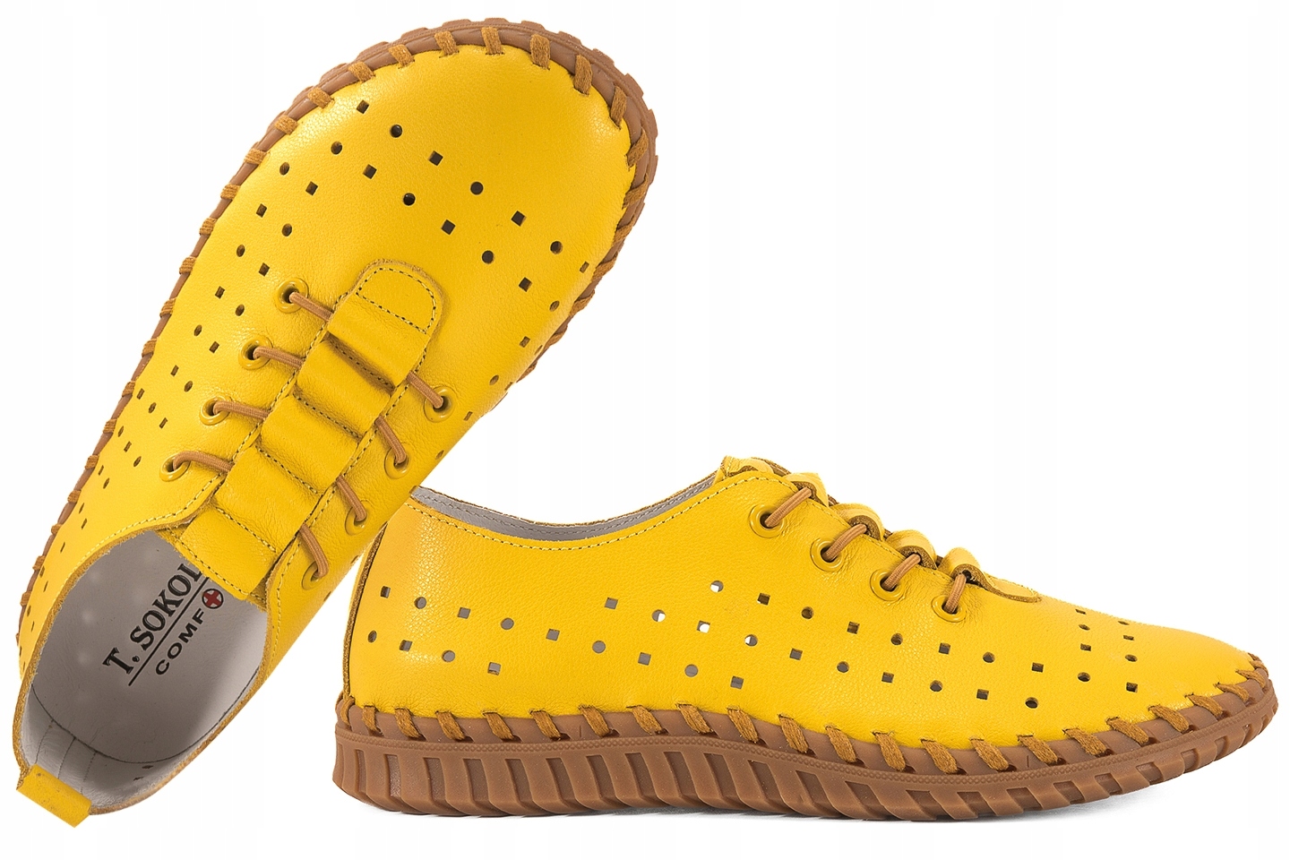 T.sokolski Lyn W26-02 Ažurové Kožené Polobotky Dámské žluté, žlutá, velikost 38