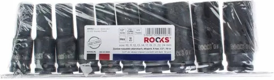 ZESTAW NASADEK UDAROWYCH DŁUGICH ,6-KĄT 1/2", 10 C