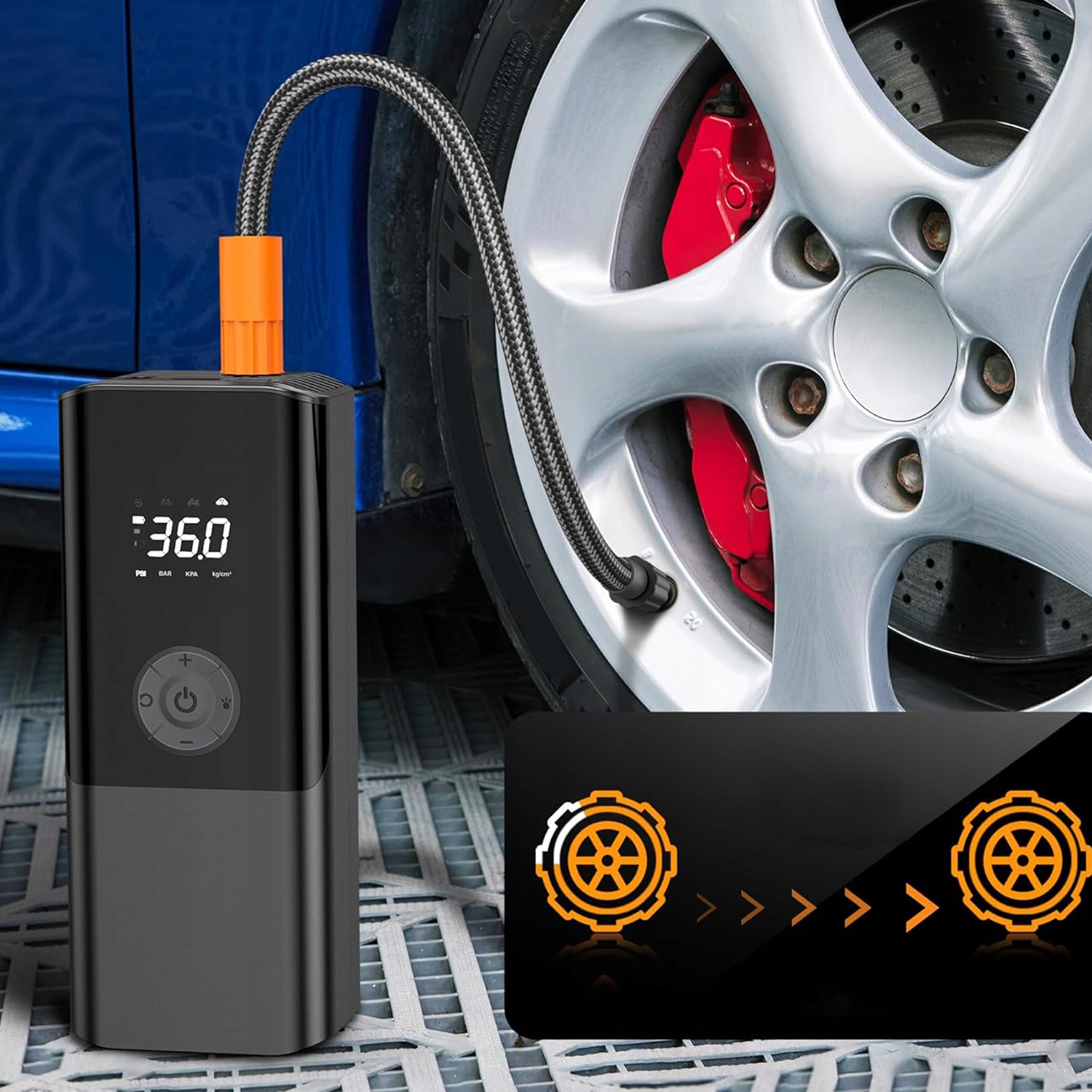 BEZPRZEWODOWA POMPKA ELEKTRYCZNA SAMOCHODOWA ROWEROWA KOMPRESOR 4500 MAH Kod producenta 6CR032611