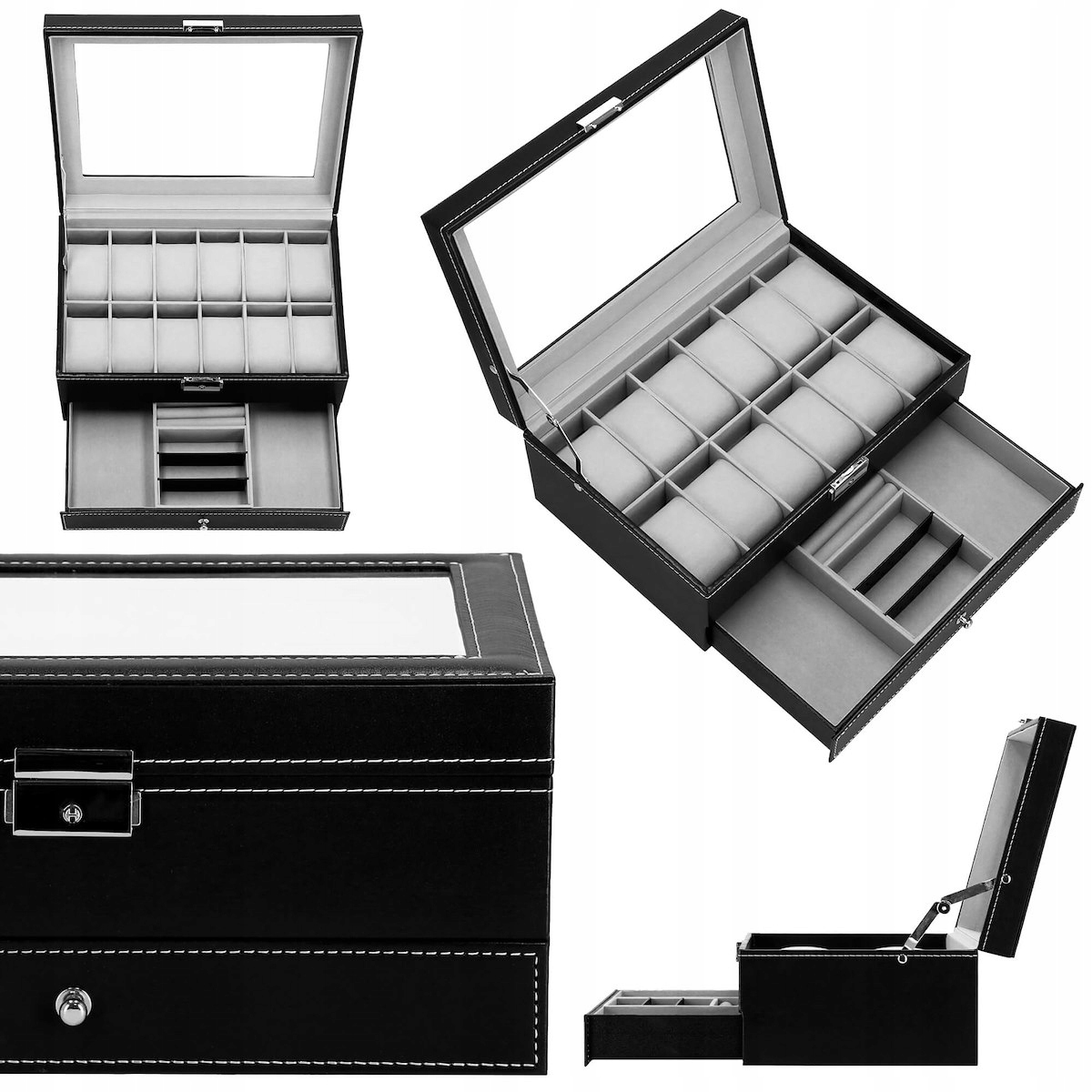 ETUI NA ZEGARKI BIŻUTERIĘ SZKATUŁKA ORGANIZER KUFEREK PUDEŁKO ELEGANCKIE Stan opakowania oryginalne