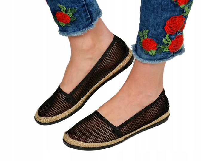 

Trampki Tenisówki Espadryle czarne Siateczka /78-5