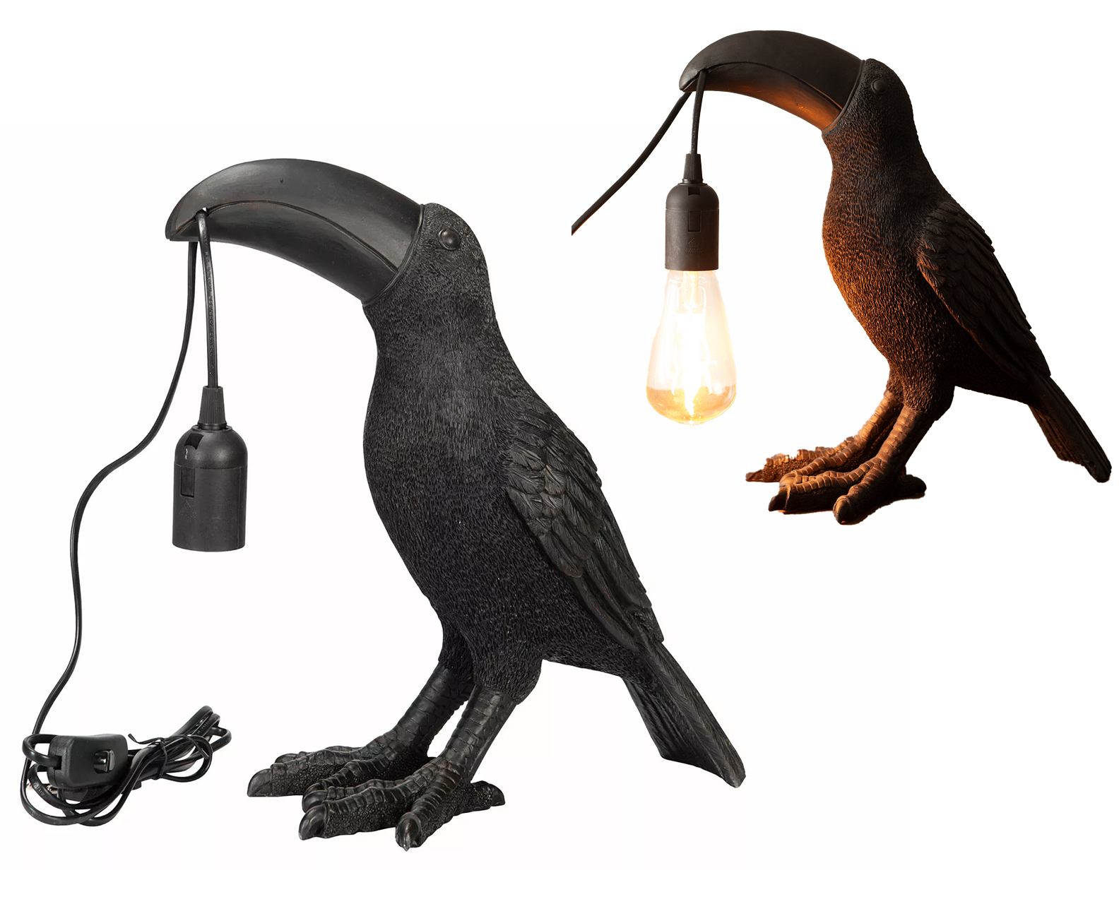 Stojaca Lampa Tukan stolová čierna matná ozdoba do obývačky