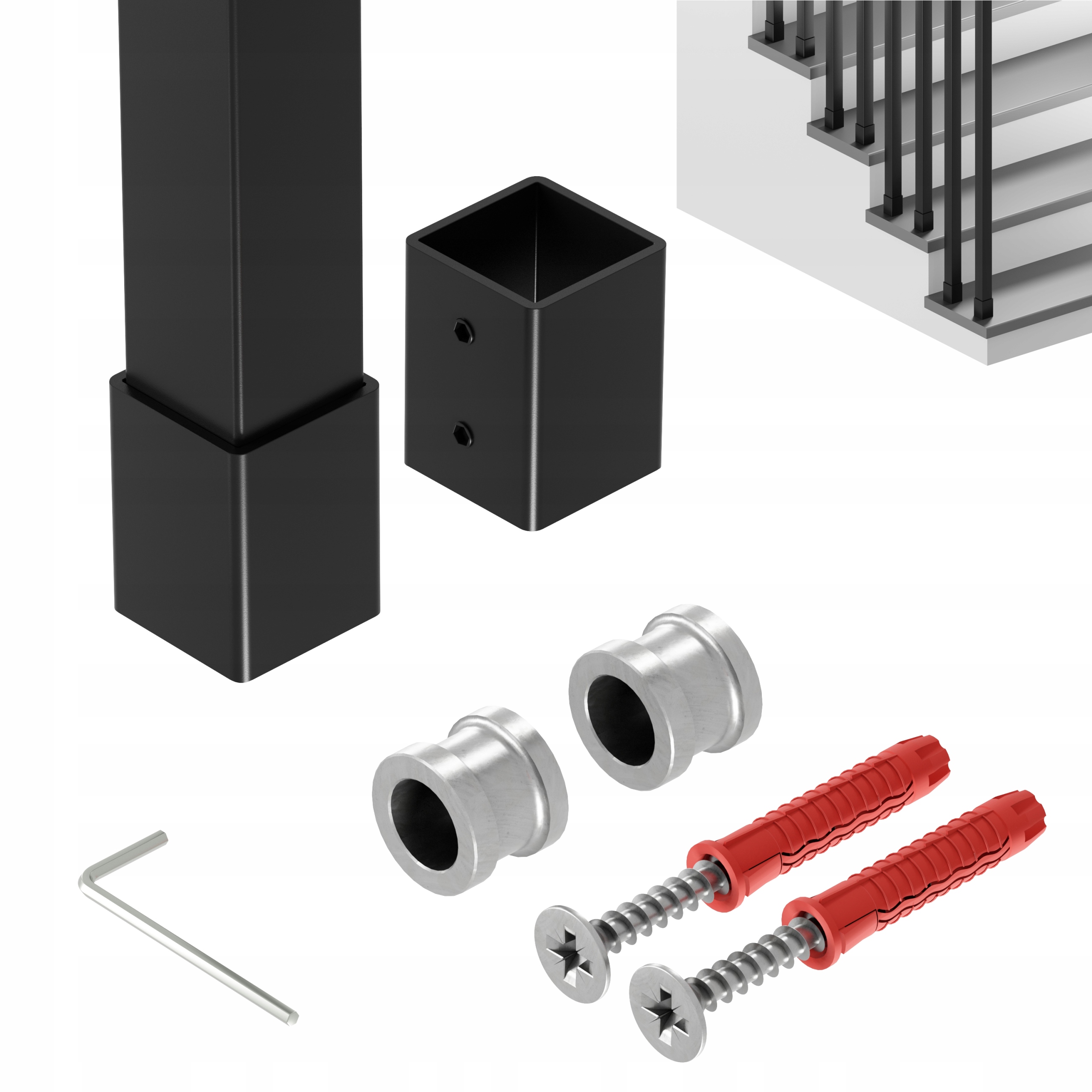 Zábradlí Na Schody Barierka Sloupek Černý 25x25 mm 400 cm Harfa Slim