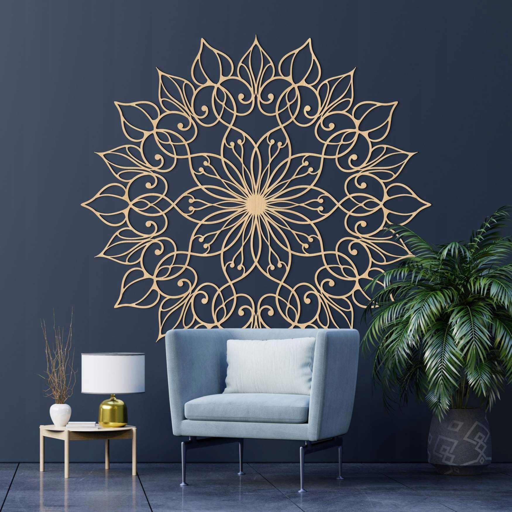 Drewniana dekoracja ścienna Mandala Lotos 180 cm Hdf Klon
