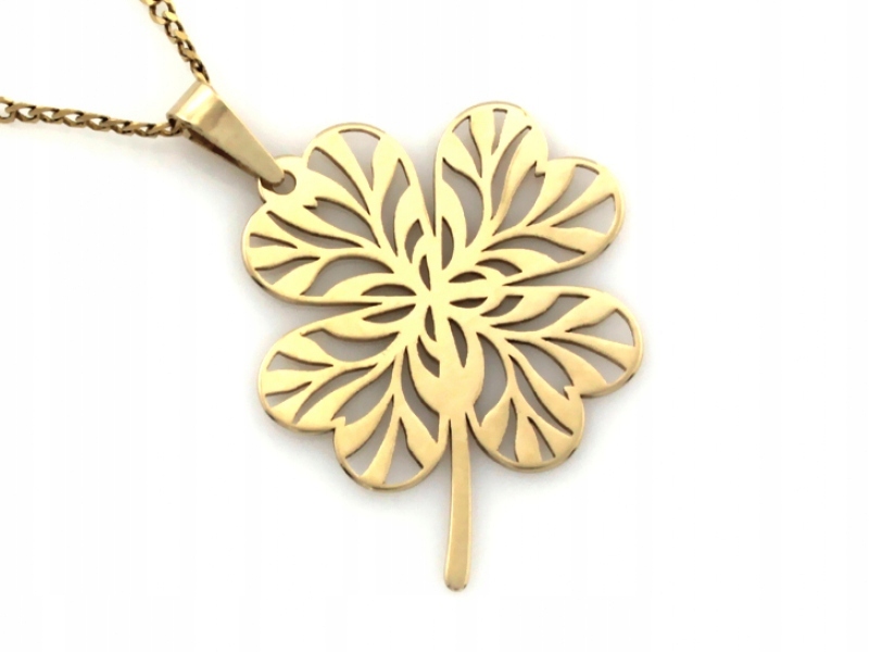 Dámský přívěsek zlato 585 s čtyřlístkem na řetízek pro štěstí