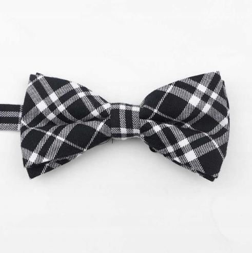 Muszka MUCHA MĘSKA czarna w białą kratkę