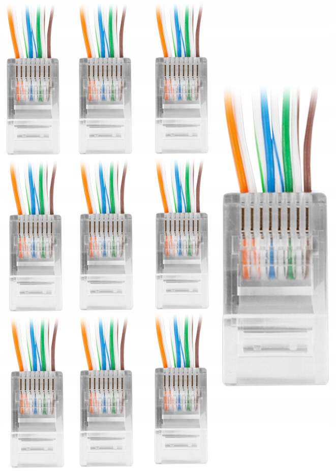 

Wtyk sieciowy kat 5 RJ45 Przelotowy Lan 10 szt