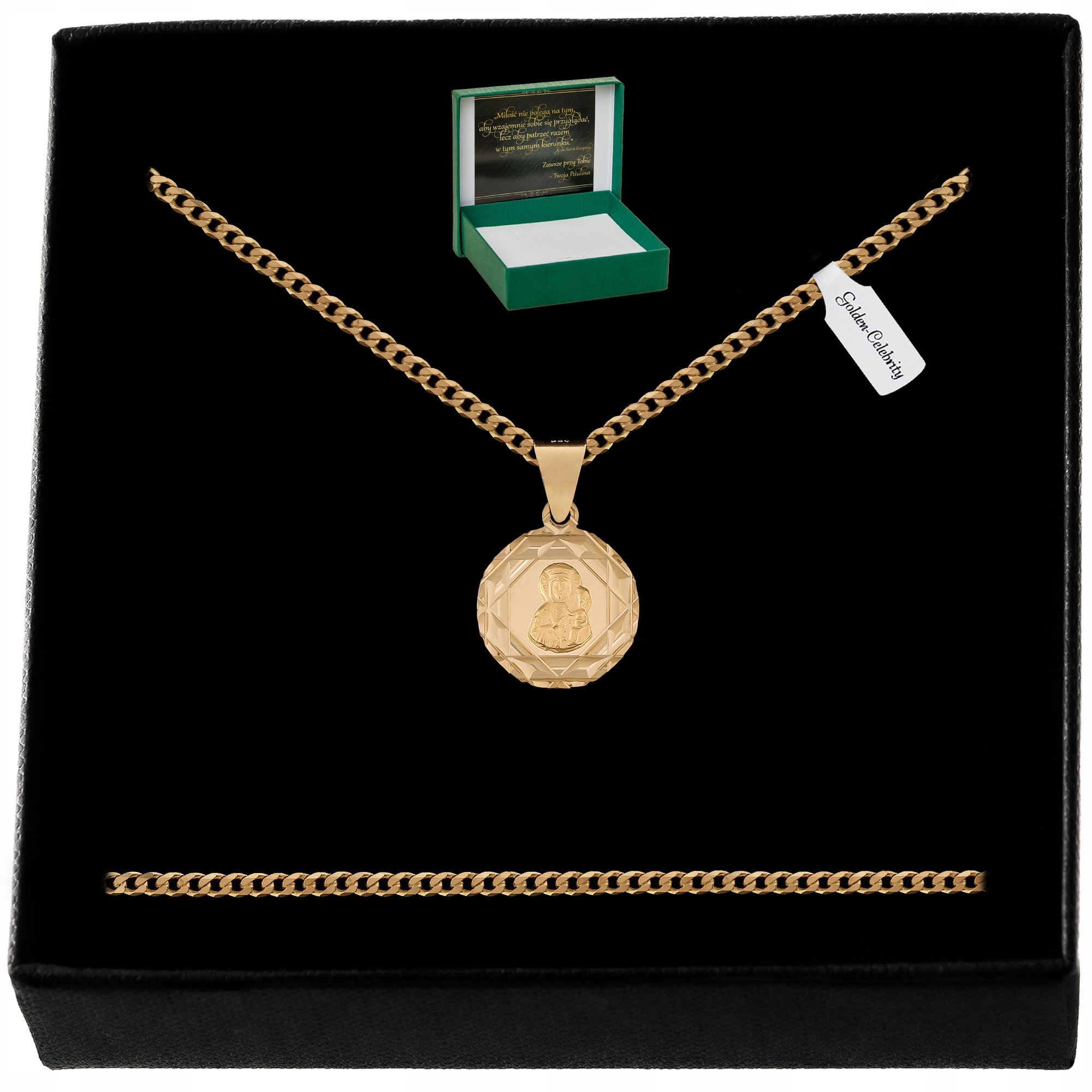 

Złoty Łańcuszek Pancerka Medalik Matka Boska 925