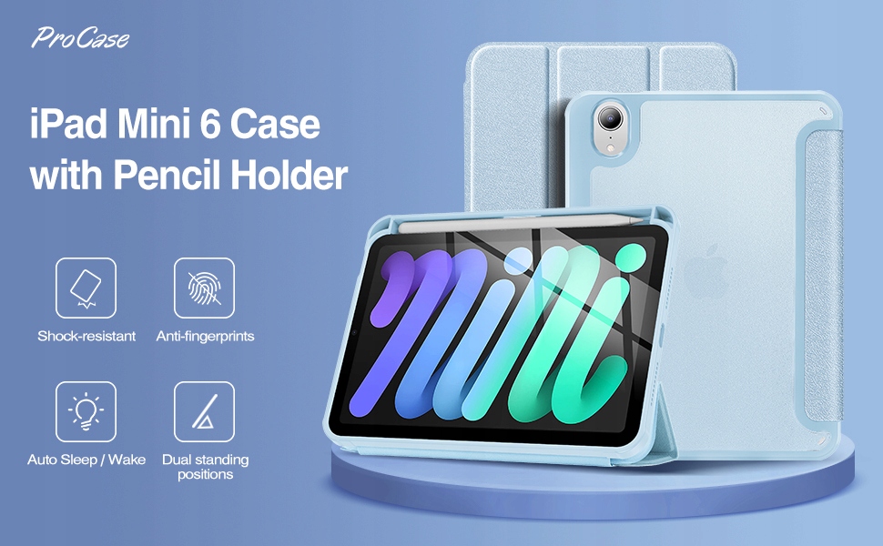 Etui z klapką do iPad Mini 6 niebieski ProCase Dedykowany model iPad Mini 6