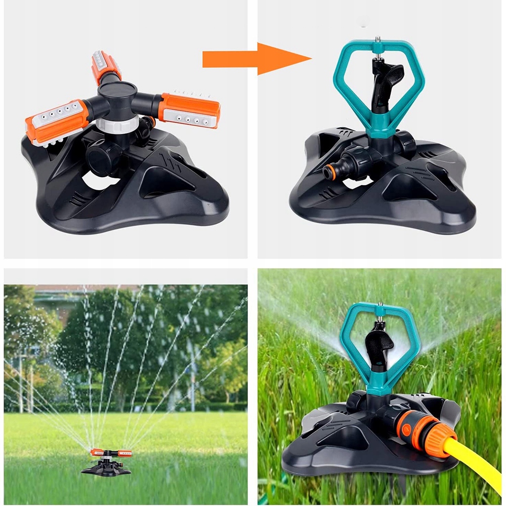 ZRASZACZ OBROTOWY ROTACYJNY AUTOMATYCZNY 360° OGRODOWY TROJRAMIENNY 2 DYSZE EAN (GTIN) 882696033834