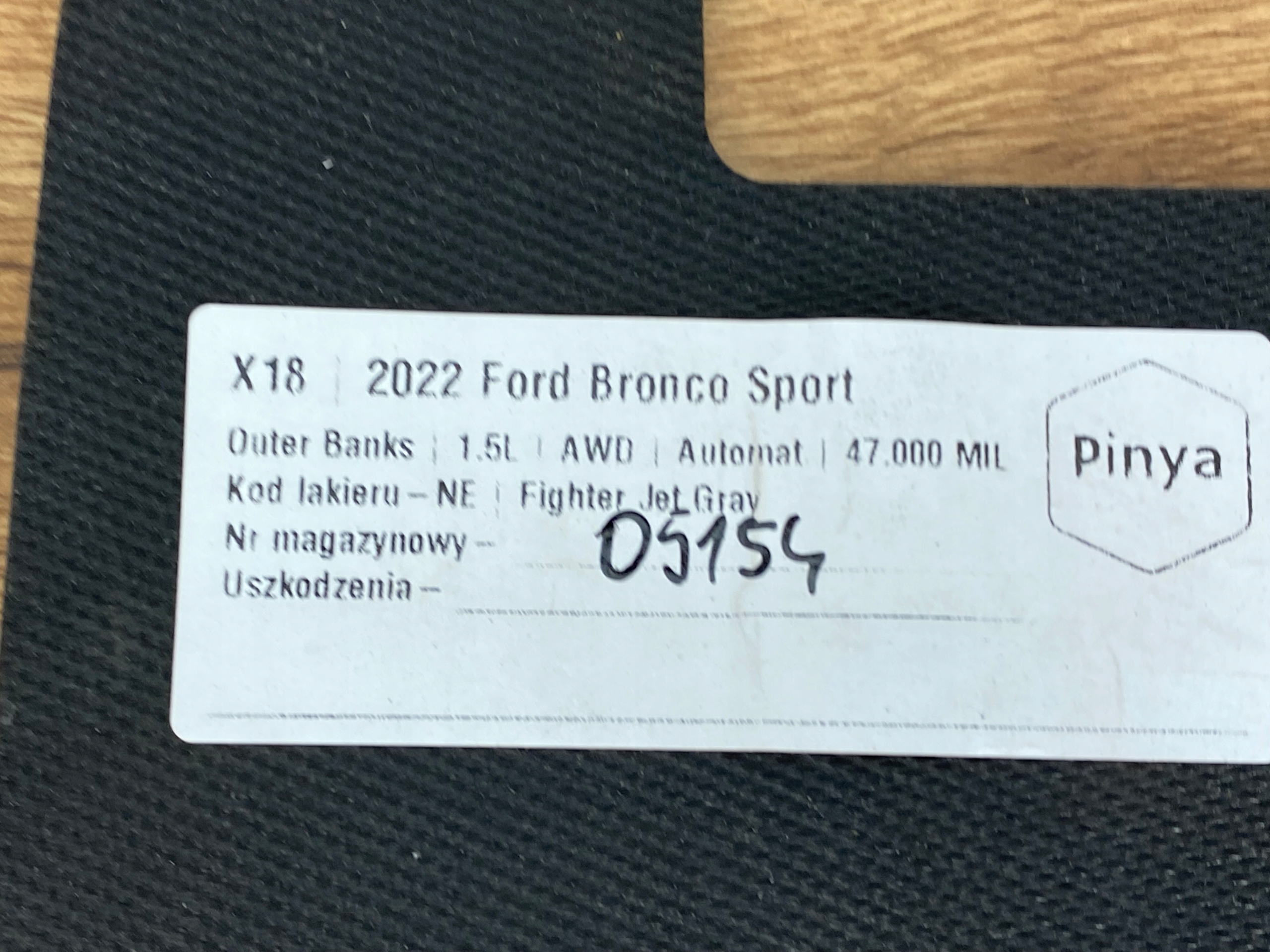 Matka Palier wysciolka Insert Ford Bronco Sport 2020+