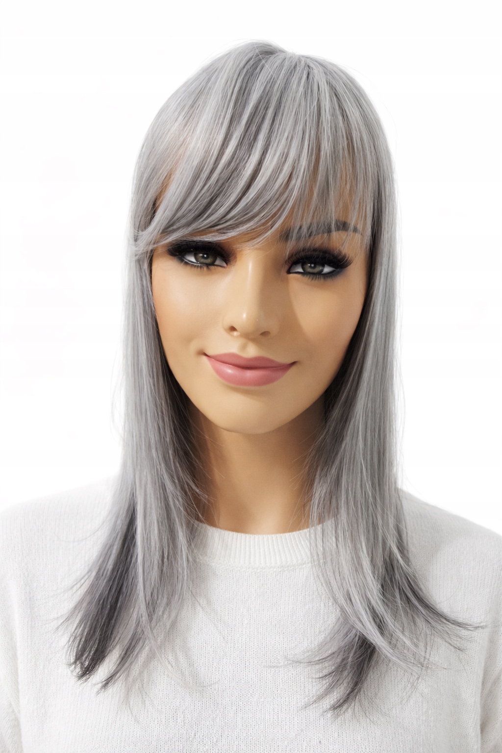 Dlouhý topper s ofinou Boondi, šedý mix Neessaja wigs shop