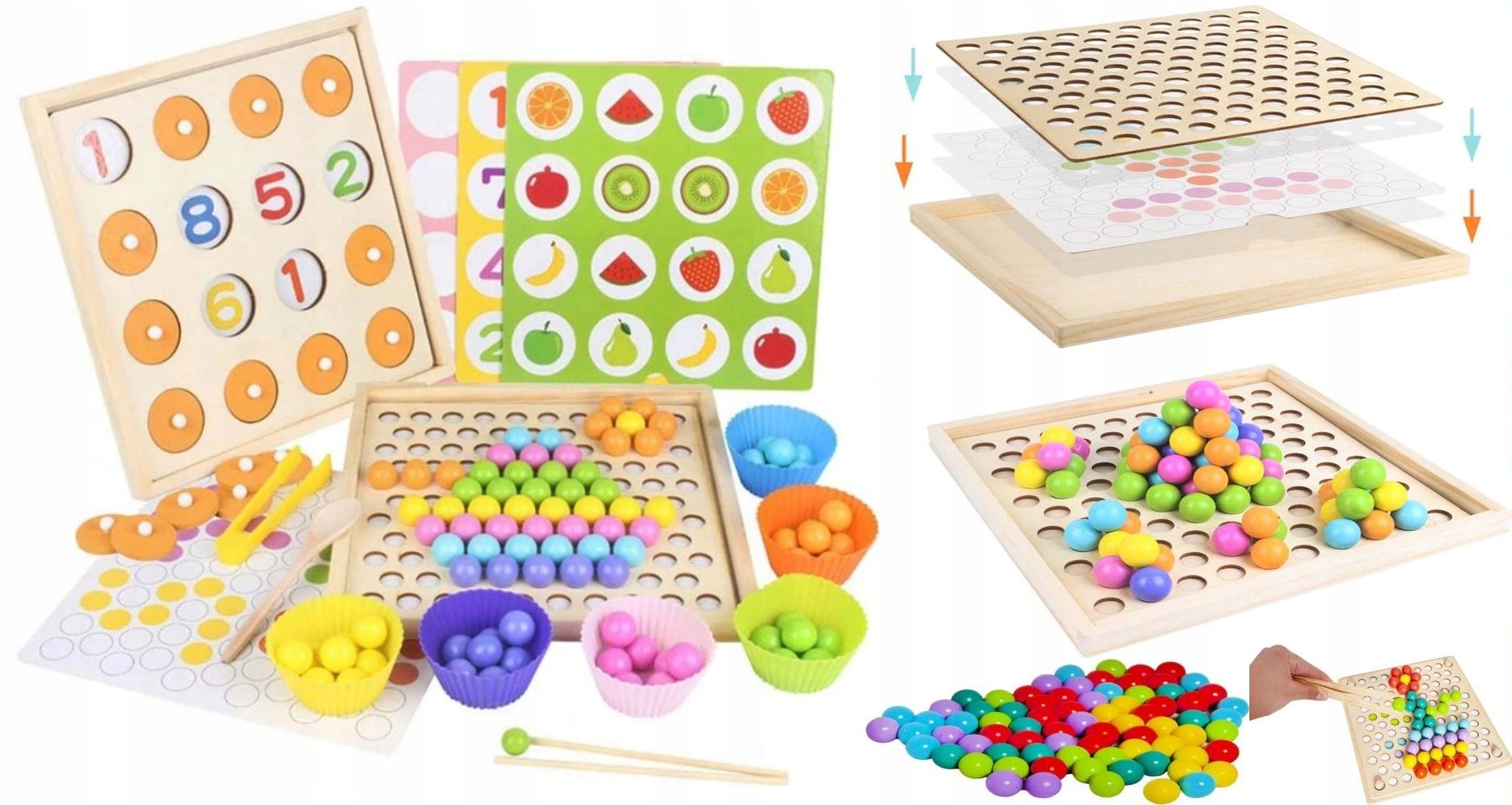 

2w1 Drewniana Układanka Gra Pamięć Montessori