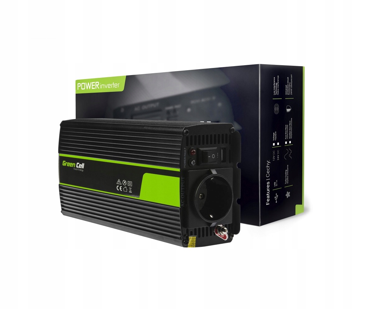 

Przetwornica Green Cell 12V na 230V 500/1000W 30A