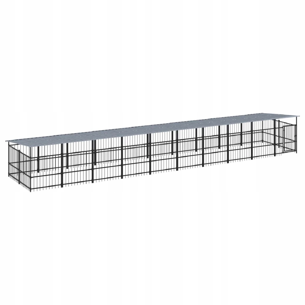 Levně vidaXL Kotec venkovní pro psy, se zastřešením, ocelová, 18,77 m²