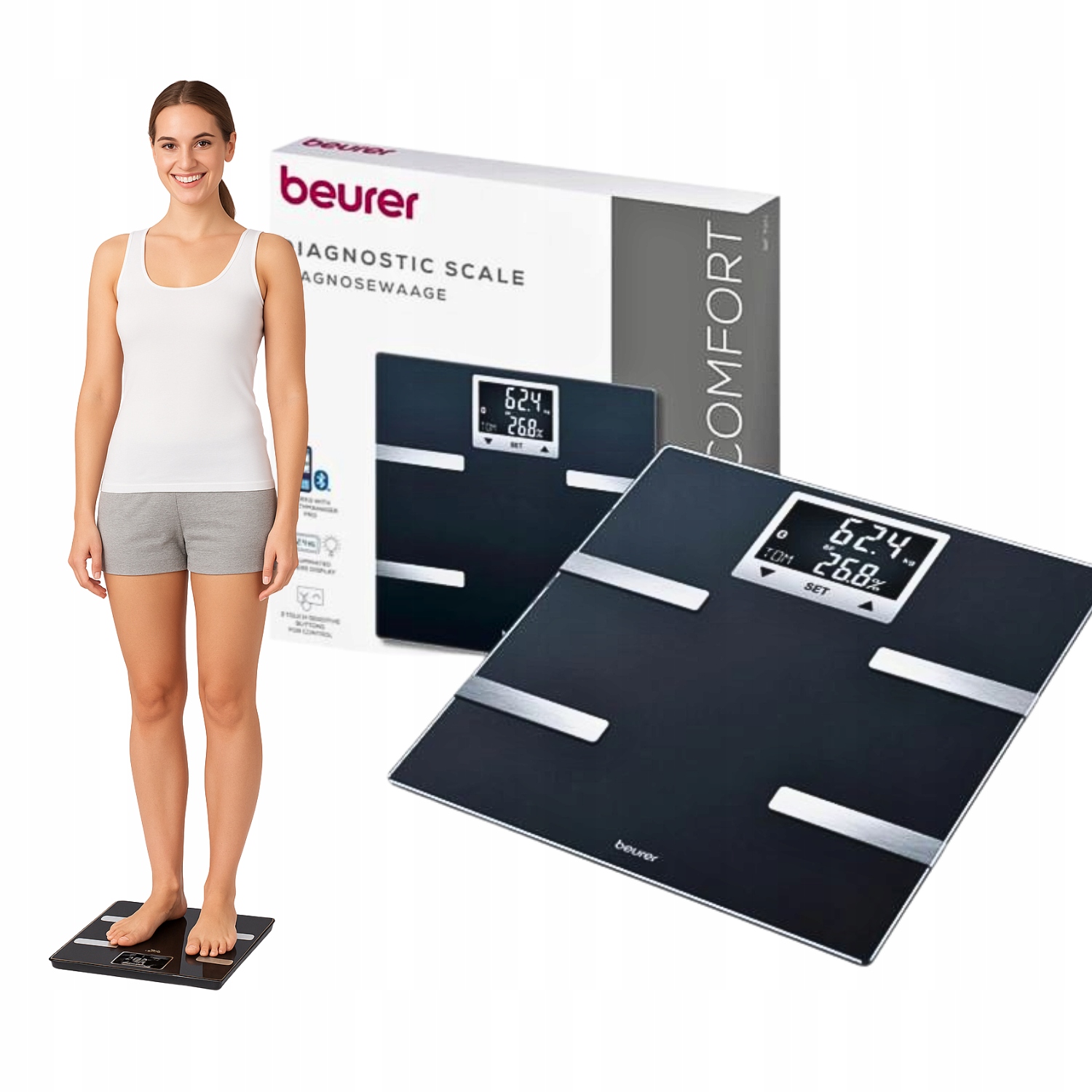 Koupelnová diagnostická váha Beurer Bf 720 Bluetooth Bezplatná aplikace