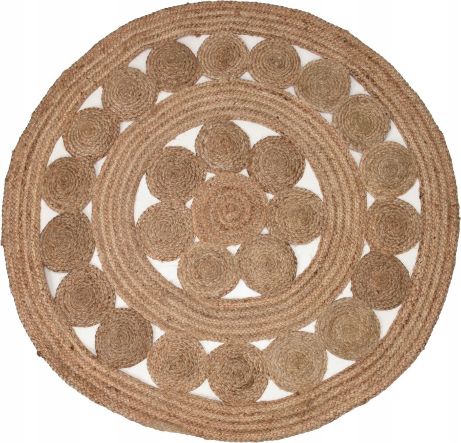 Dywan dywanik okrągły Boho ażurowy z juty 120cm