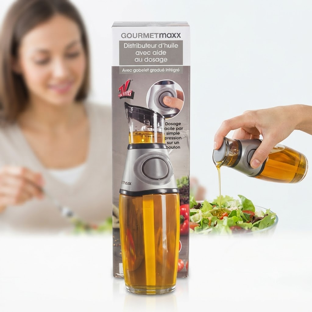 Skleněná láhev na olej s odměrkou, nálevka bez odkapávání, 500 ml