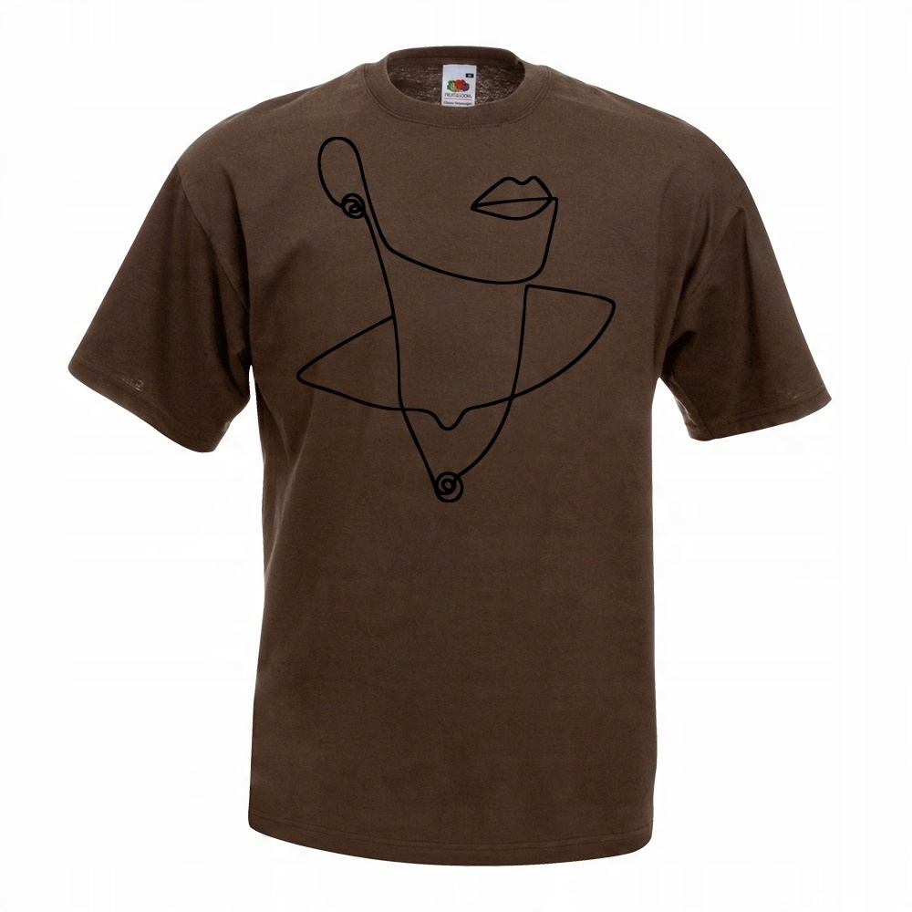 

Koszulka line art kobieta usta S brązowa