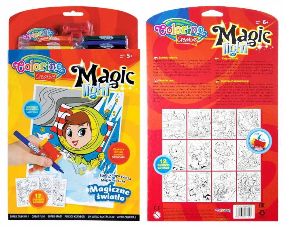 

Kolorowanka Magiczne Światło latarka Uv Flamastry