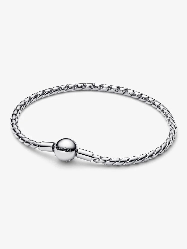 Náramek Pandora řetízkový s kulatým zapínáním stříbrný 594028C-19