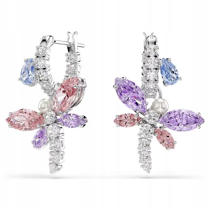 Náušnice Swarovski závěsné Ariana Grande Vážka Barevný křišťál Ocel