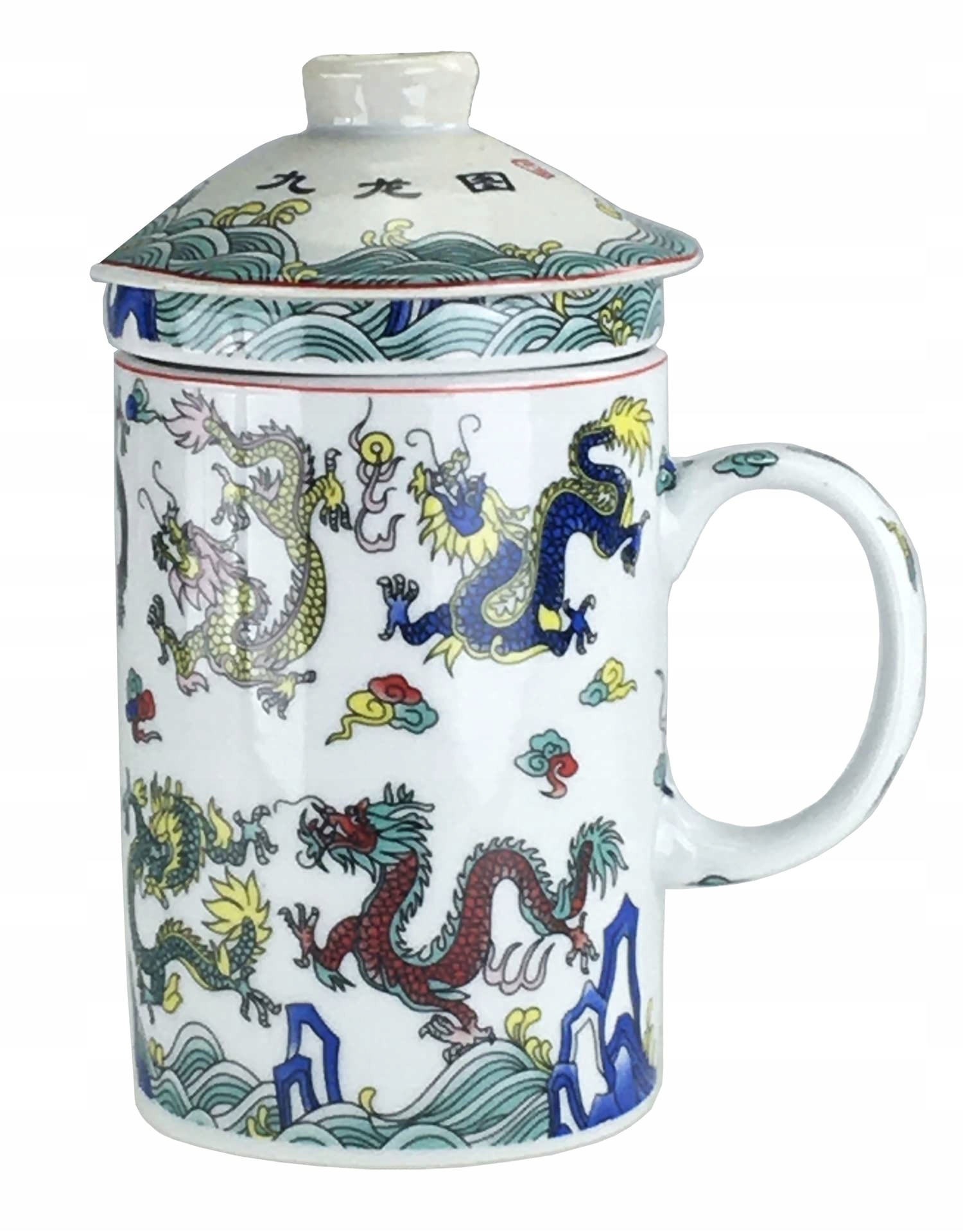 Gmmh Hrnek na čaj se sítkem a víčkem Porcelán Draci
