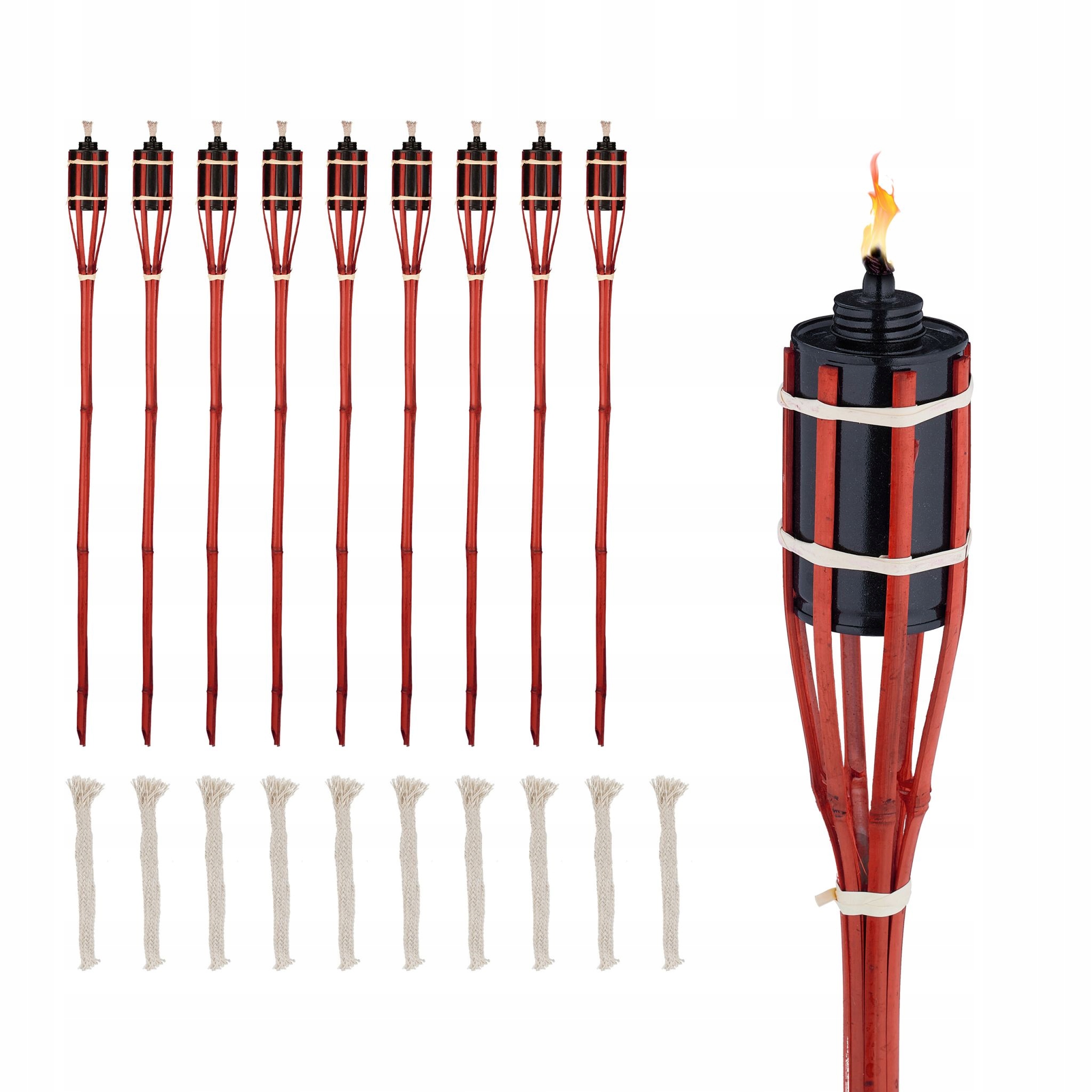 Bambusové zahradní pochodně 90 cm 10 ks červené Relaxdays