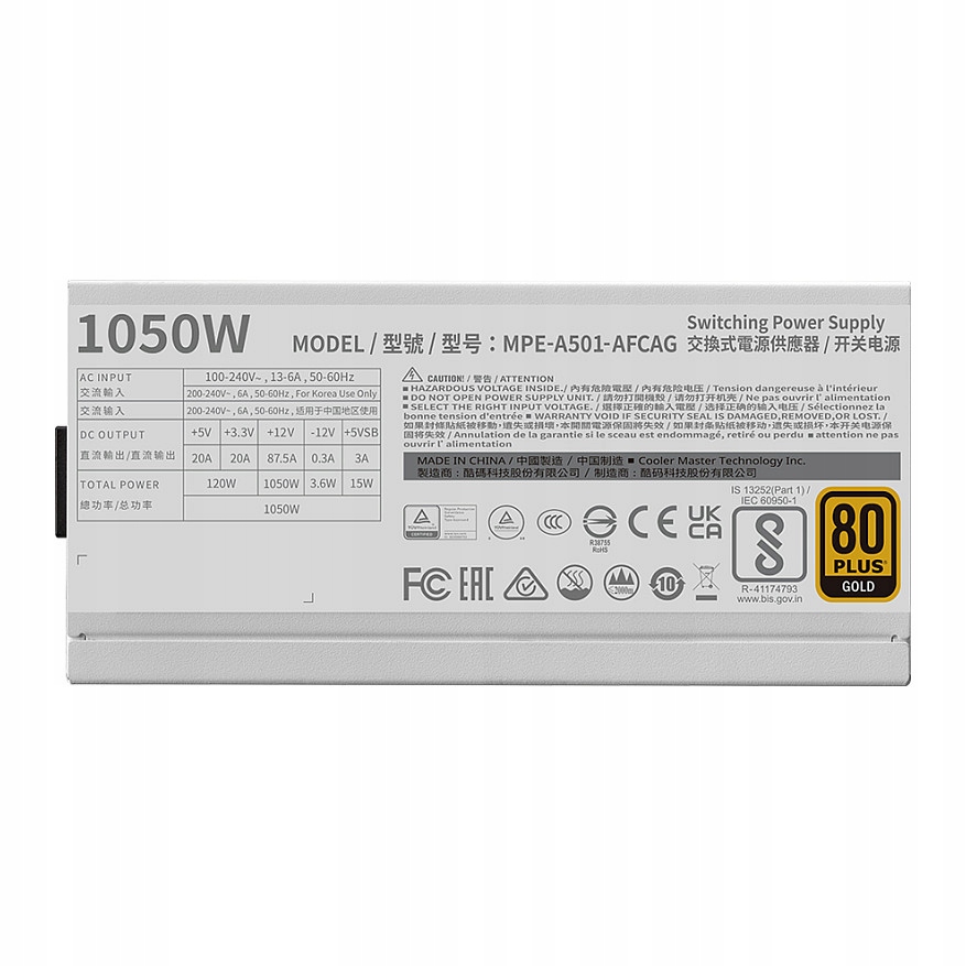 Cooler Master Mwe Gold 1050 V2 Atx 3.1 White 1050W