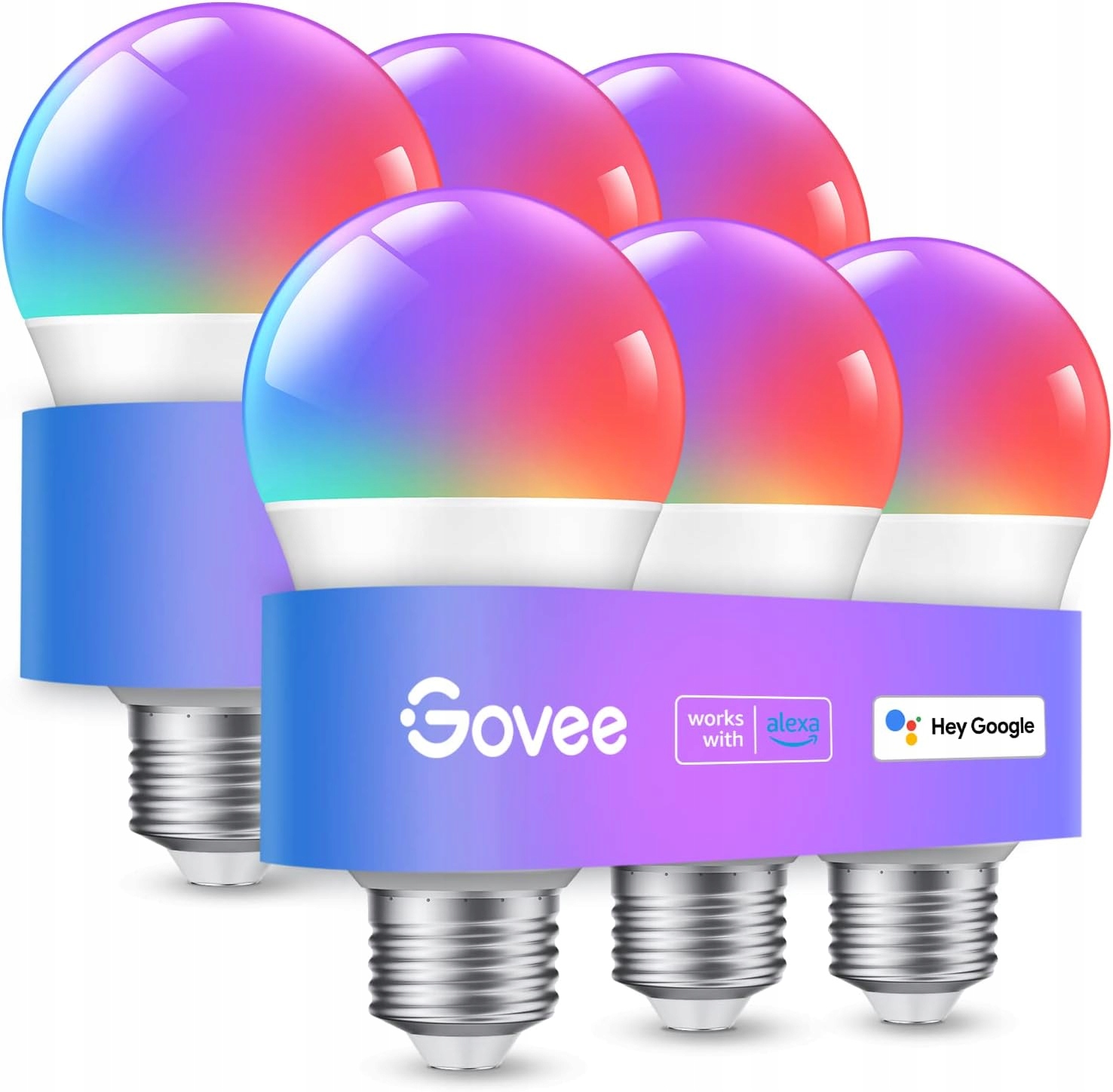Inteligentná Led žiarovka Rgbww WiFi Govee 6ks E27 Google Alexa