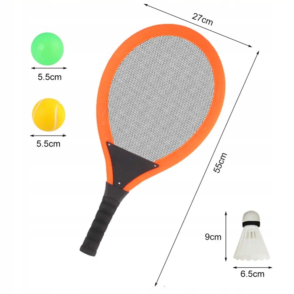 ZESTAW RAKIETEK ZE ŚWIECĄCĄ OBRĘCZĄ + 2 LOTKI BADMINTON 57 cm Liczba elementów w zestawie 4