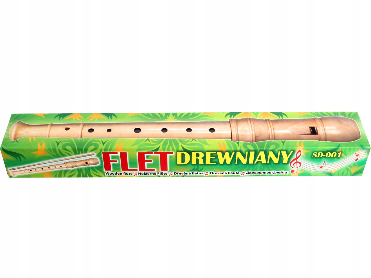 FLET DREWNIANY PROSTY SZKOLNY 8 otworów Podłużny do NAUKI Gry na FLECIE Kod producenta 649398