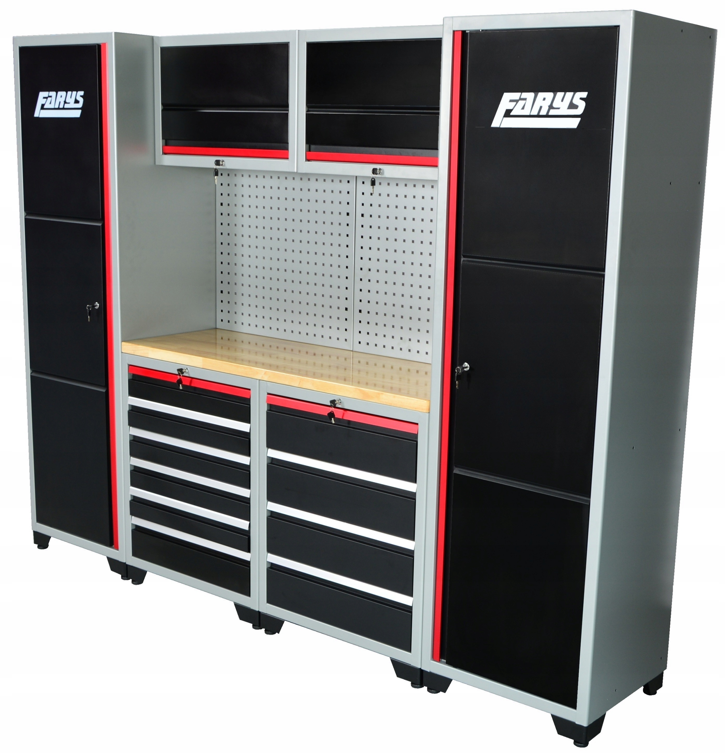 ZESTAW MEBLI WARSZTATOWYCH MEBLE WARSZTATOWE GARAŻ STÓŁ WÓZEK SZAFKA SZAFA Marka Farys