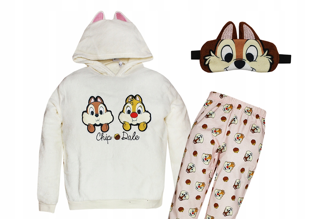 Chip A Dale Komplet Dámské Pyžamo S Kapucí Dlouhý Rukáv Teplé M