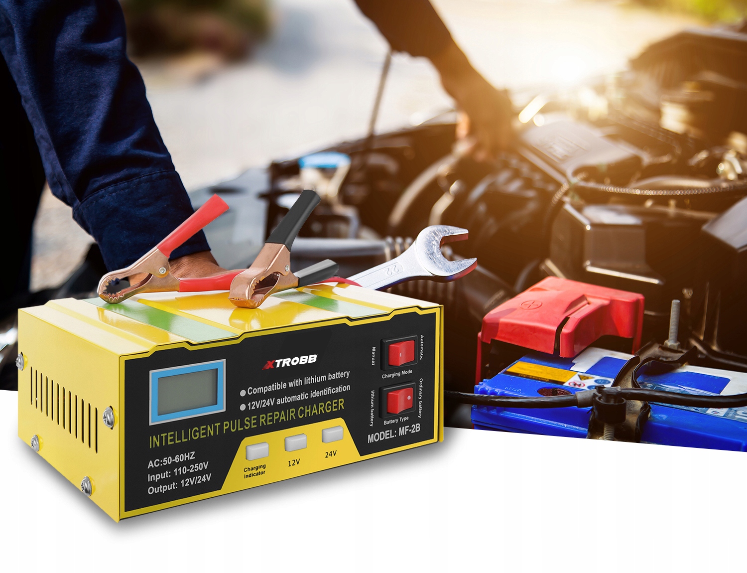 Prostownik 12V i 24V Ładowarka do Akumulatora Akumulatorów Samochodowy 10A Model MF-2B