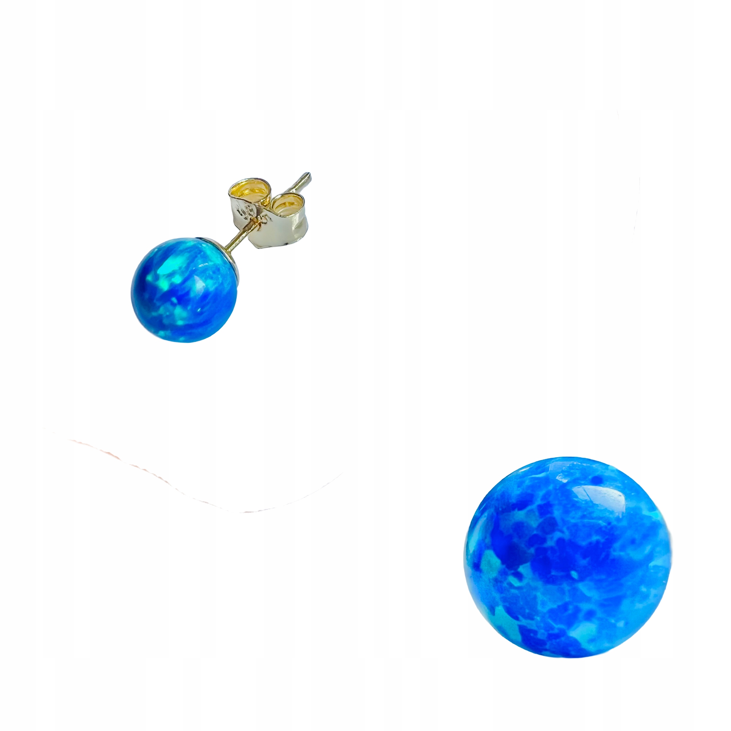 Zlaté Náušnice S Modrým Přírodním Opálem, Šroubky, Zlato Ryzost 585