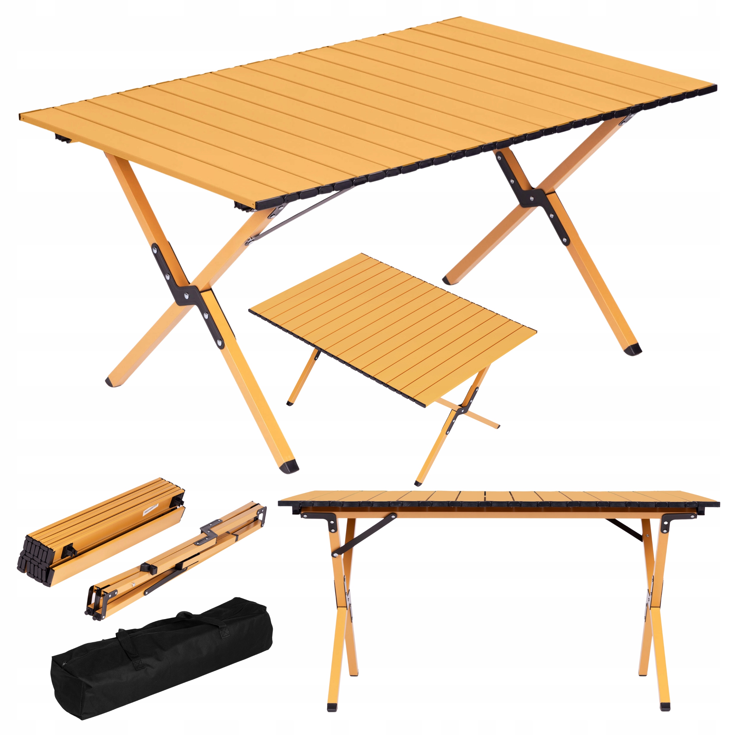 Stolik Turystyczny Składany 90x60 cm Kempingowy Ogrodowy Rolowany Z Torbą
