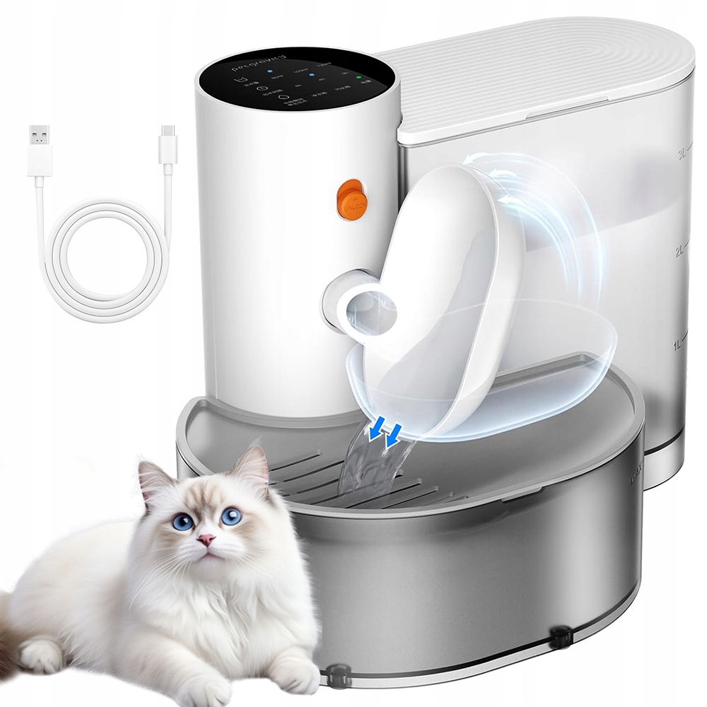 Levně Automatické Krmítko Fontána Pro Kočky Psa Filtr 2000 Mah 3L