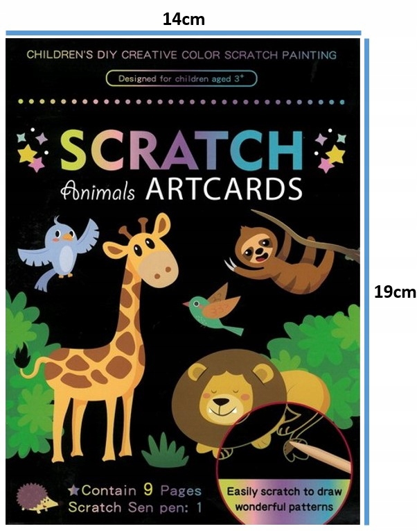 WYDRAPYWANKA ZDRAPYWANKA KOLOROWANKA KREATYWNA FANDY DLA DZIECI ZOO 9SZT Bohater brak