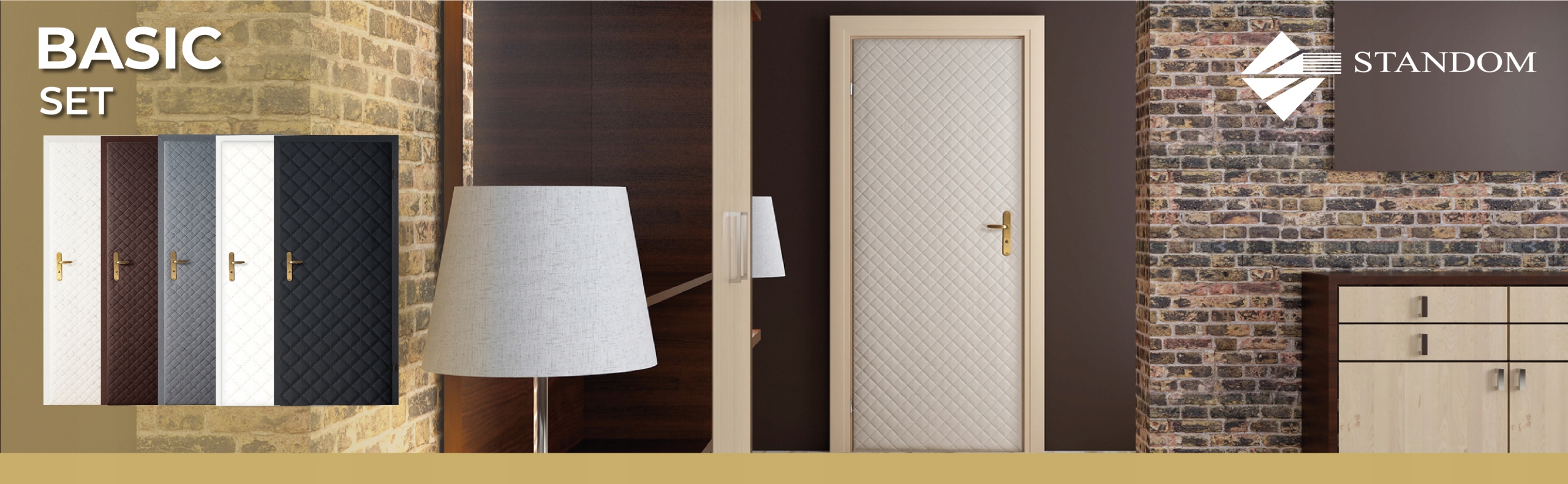 TAPICERKA DRZWIOWA EKO 80/90 KARO MAŁE - ECRU Marka Standom